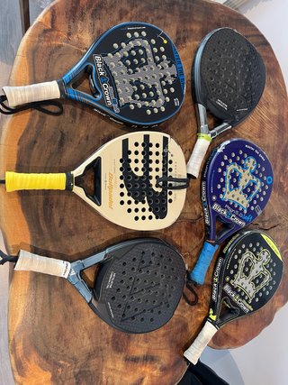 Pack de 6 palas Black Crown, Bullpadel y adidas