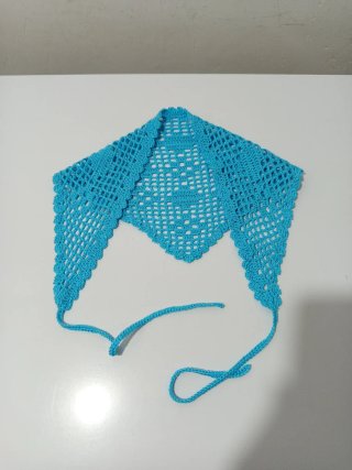 Falda pareo crochet azul hecho a mano