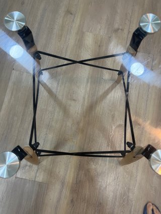 Mesa redonda cristal y madera