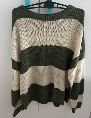 Jersey rayas verde y beige