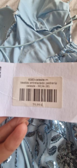 Vestido de fiesta azul y plateado