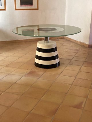 Mesa italiana 80s cristal y metal