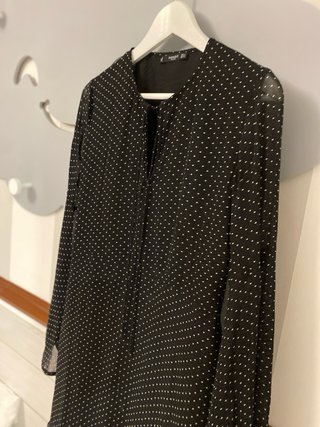 Vestido Mango negro lunares blanco