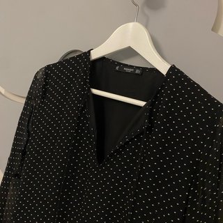 Vestido Mango negro lunares blanco