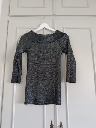 Blusa fiesta brillo plateada