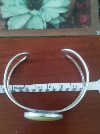 Pulsera Brazalete Plata Piedra Verde