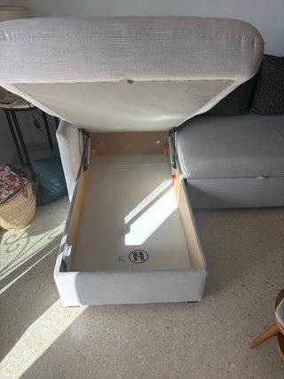 Sofá Cama Chaise Longue con Baúl en Zalea -pizarra
