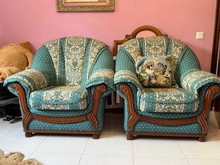 Sillones vintage. Sillones Tela y Madera