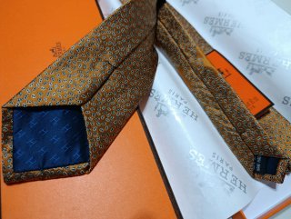 Corbata Hermès Naranja y Dorada