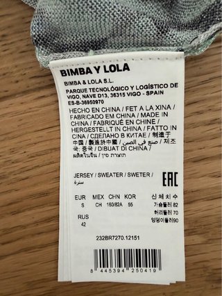 Jersey Bimba y Lola metalizado Talla S