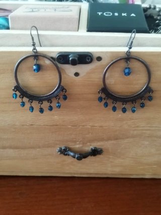 Pendientes aro cristal bohemia azul