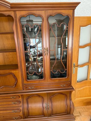 Mueble comedor madera maciza y cristal