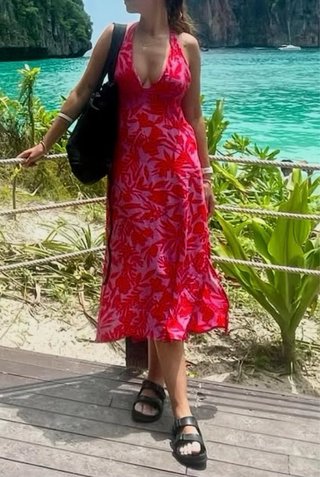 Vestido midi estampado flores