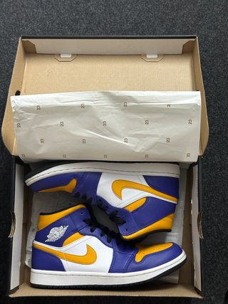 Nike Jordan 1 Mid 40.5 Lakers Box Originale