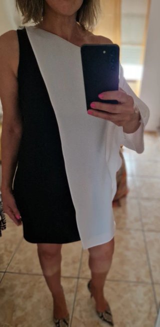 Vestido fiesta negro y blanco