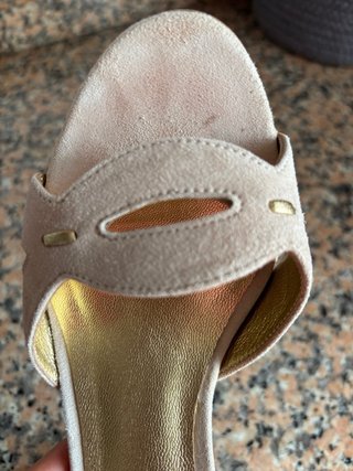 Sandalias en piel, Beige y Dorado