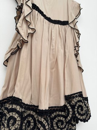 Vestido niña beige con encaje negro Bella Bimba