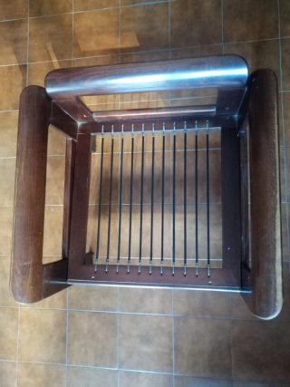 Poltrona design anni 60/70 in tessuto e legno