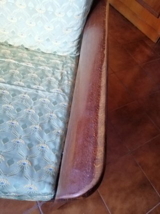 Poltrona design anni 60/70 in tessuto e legno