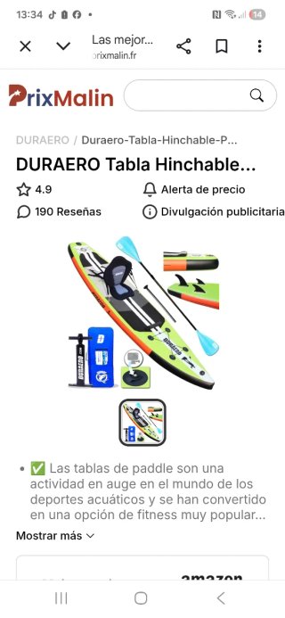 Tabla de paddle surf hinchable DURAERO