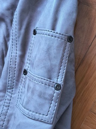Cazadora Biker Piel Gris Perla Talla L
