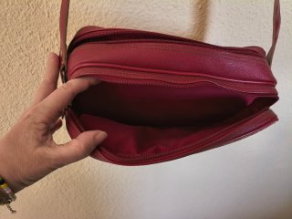 Bandolera mediana retro beige y roja