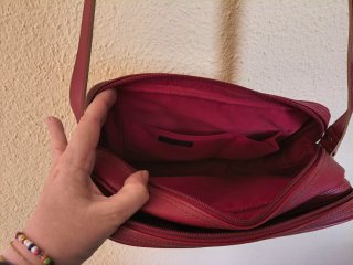 Bandolera mediana retro beige y roja