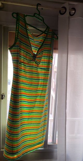 Vestido playero tipo Tank, Rayas Multicolor