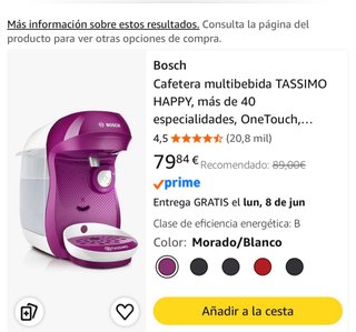 Cafetera Tassimo Happy Bosch Morado con 21 cafes!