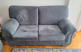 Sofá 3 plazas gris tela