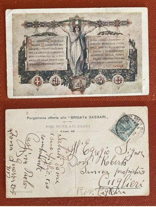 Cartolina storica Pro Mutilati Sardi