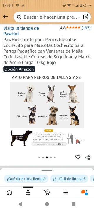 Carrito para perro pequeño Pawhut
