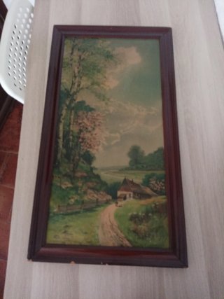 Cuadro litografía antigua paisaje sin firma