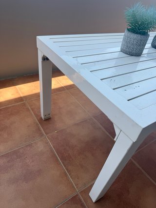 Mesa Terraza baja. Metálica Blanca 110x70