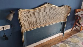 Cabecero de cama vintage mimbre y madera