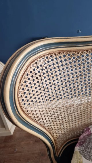 Cabecero de cama vintage mimbre y madera