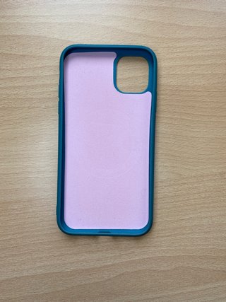 Funda iPhone 11 azul con lunares blancos