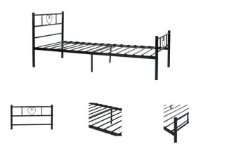 Cama individual estructura negra 90x190cm