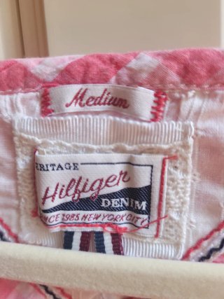 Blusa Tommy Hilfiger cuadros rosa y blanco