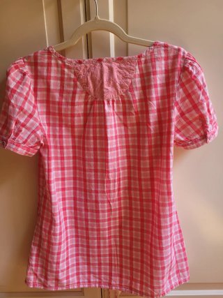 Blusa Tommy Hilfiger cuadros rosa y blanco