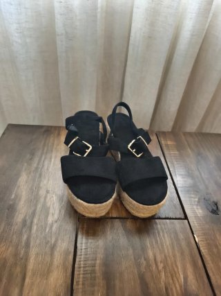 Sandalias negras esparto plataforma