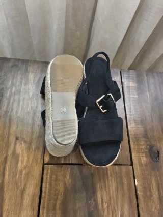 Sandalias negras esparto plataforma
