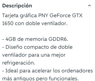 Tarjeta Gráfica PNY GeForce GTX 1650 dual GDDR6