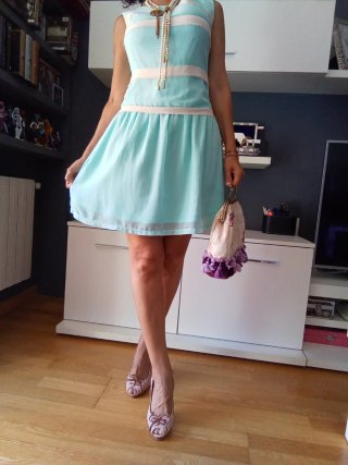 VESTIDO CORTO RETRO VERDE AGUA