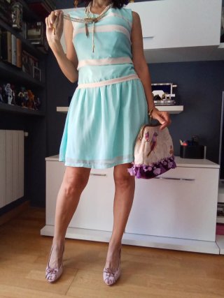 VESTIDO CORTO RETRO VERDE AGUA