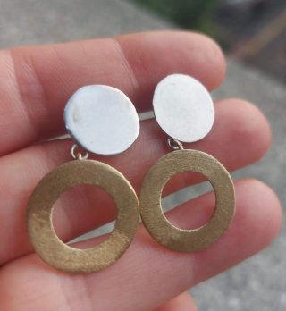 Orecchini cerchio oro e argento 925