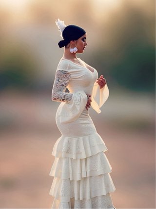 Vestido Flamenca Blanco Encaje