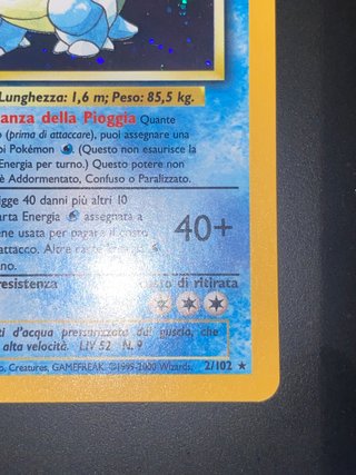 Blastoise Holo (BS 2/102) Set Base - Near Mint ITA