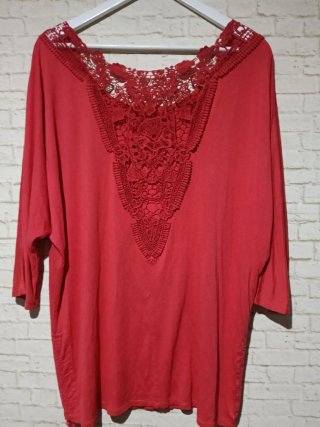 Blusa Roja Encaje Talla XXL