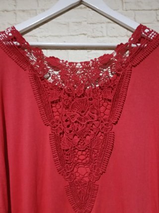 Blusa Roja Encaje Talla XXL